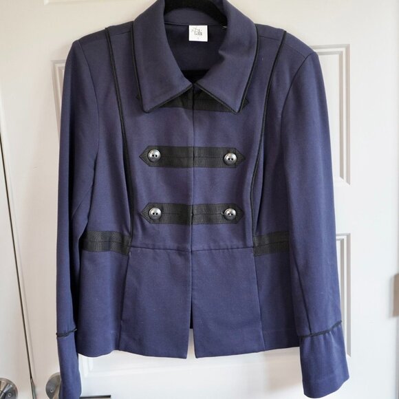 CAbi Jackets & Blazers - Cabi Womens Large Jacket In The Band Navy Knit Military Blazer Style